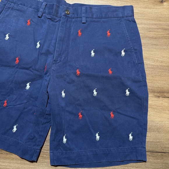 NWT Polo Ralph Lauren Men's 34 Navy All Over Pony Classic Fit 9" Shorts Navy Red - Picture 4 of 10